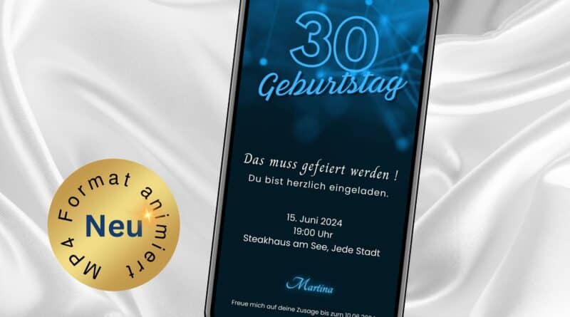 Animierte Einladung 30. Geburtstag